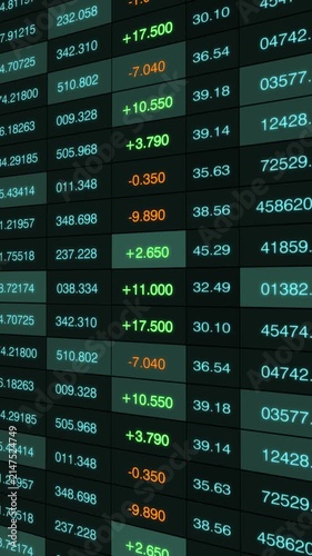 Dynamic Trading Dashboard Displaying Stock Price Fluctuations with Color-Coded Value Changes in the Market Over Time