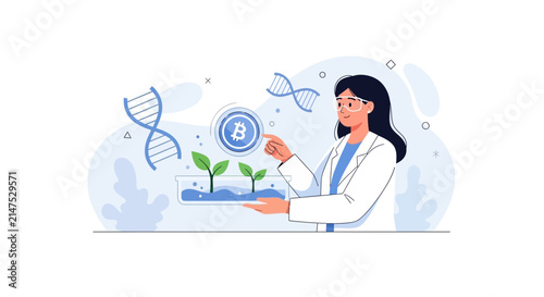 Scientist Studying DNA and Bitcoin Integration in Plant Growth Research