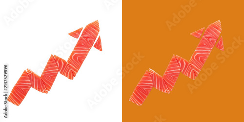 Salmon fish meat arrow shaped up growth graph chart