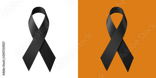 Bild auf Leinwand Black awareness ribbon symbol of mourning and grief