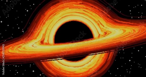 Accretion disk of a black hole in pixel art.