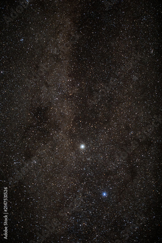 Southern Hemisphere Milky Way with bright stars in a dark night sky