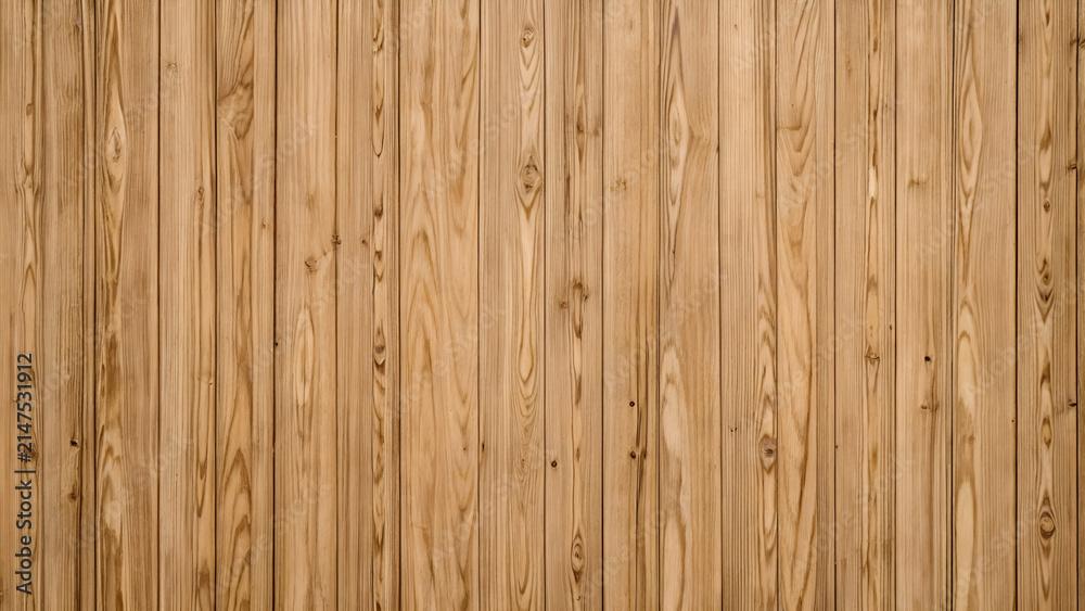 Fototapeta premium Light beige vertical pine wood planks knots texture background