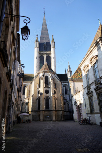 Rear part (the apse and the bell tower) of the Church of Notre-Dame de Dijon (Église Notre-Dame de Dijon)