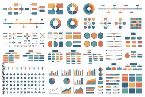 Business infographic elements and data visualization charts