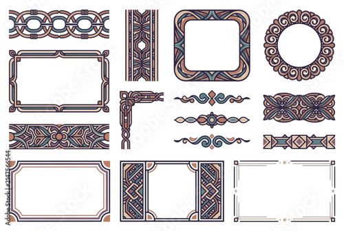 Ornate vintage border and decorative frame design elements.