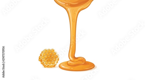 Honey Drip Strand Texture — Golden Amber Glossy Food Aesthetic Detailed Vector