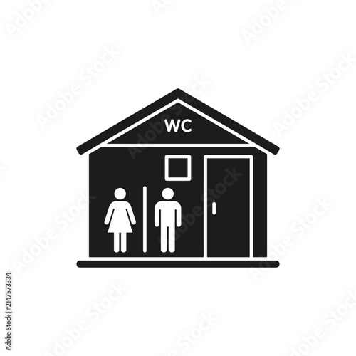 Public Restroom Icon with Male and Female Symbols.