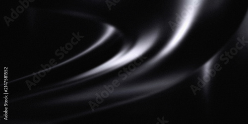 Abstract Black Background with Soft White Light Waves and grain texture