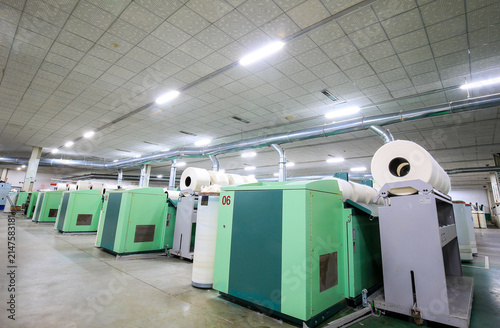 Spacious modern textile spinning workshop