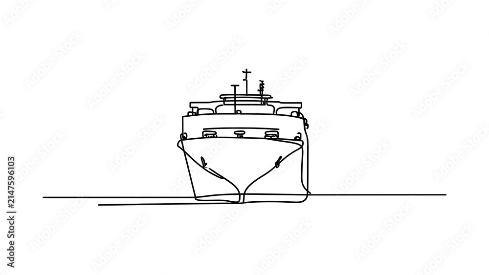 Fototapeta premium Large cruise ship illustration white background.