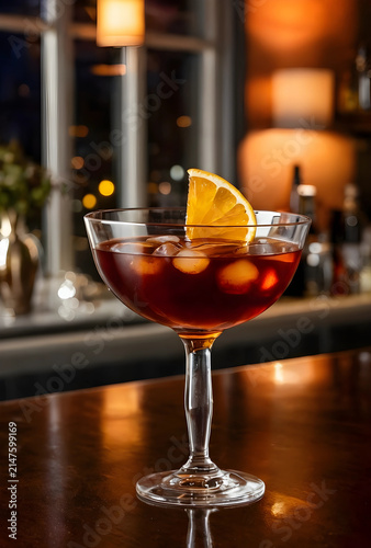 Classic dark red cocktail w...