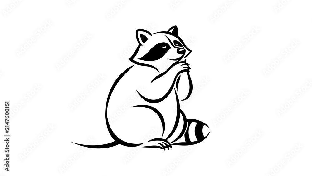 Naklejka premium Cute raccoon illustration on white background.