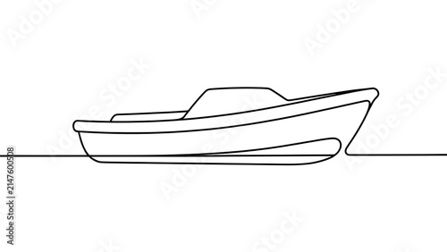 Obraz na płótnie Simple boat line drawing on white background.