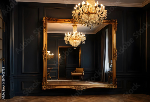 Ornate gold framed mirror r...