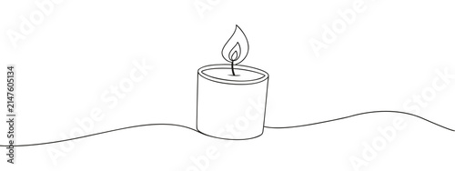 Картината върху платно Minimal continuous one line candle drawing with glowing flame and elegant flowing stroke