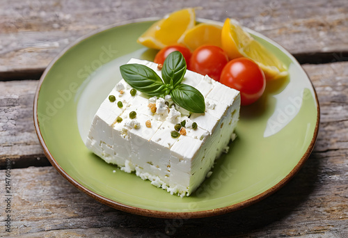 Block of feta cheese with b...