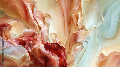 Textured fluid art in soft pink and peach tones