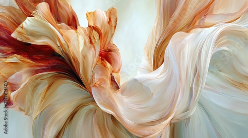Peach and cream swirls in fluid abstract art texture