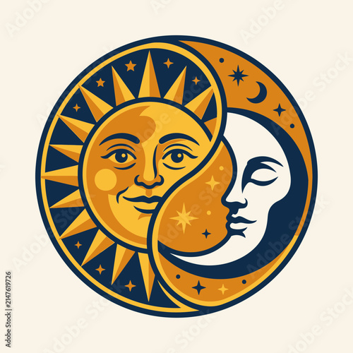 Sun and Moon Yin Yang Symbol