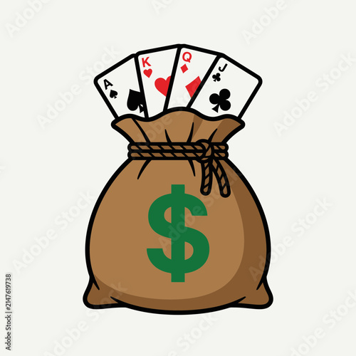 Money Bag with Poker Cards