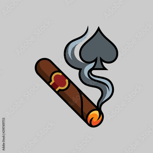 Smoking Cigar with Spade Symbol