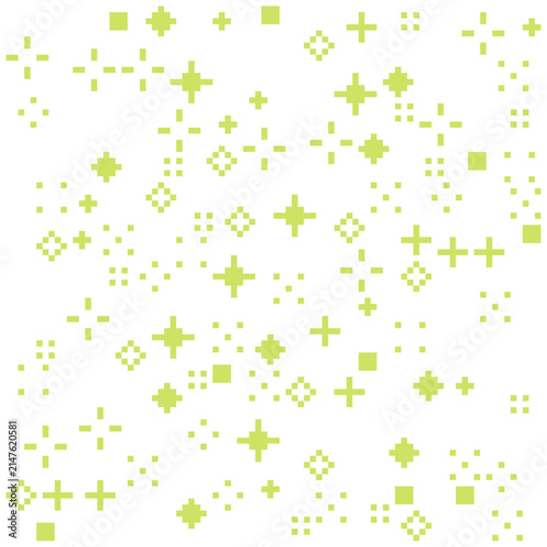 Abstract geometric pattern of green star shapes on white background