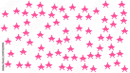 Bild auf Leinwand Abstract pink star patterns scattered on white background