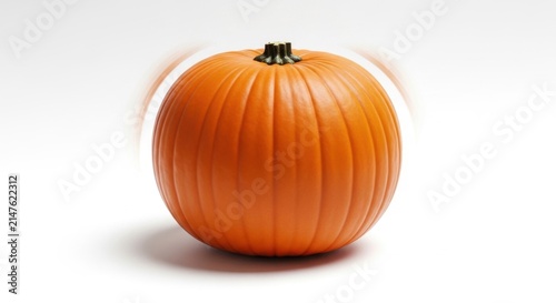 Vibrant Orange Pumpkin with Stem on a Clean White Background.