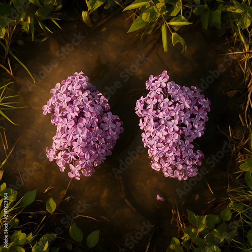 Two clusters of purple lila...