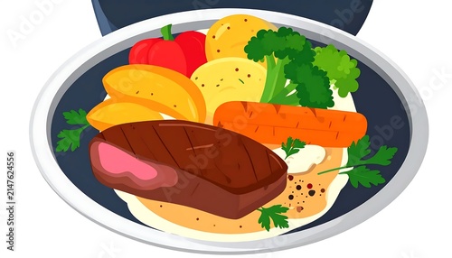 Colorful vegetable salad in white bowl.
