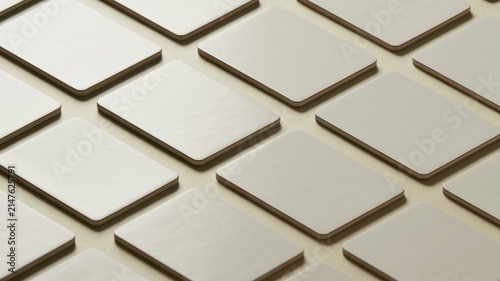 Close up of white ceramic subway tiles with dark brown grout pattern texture background