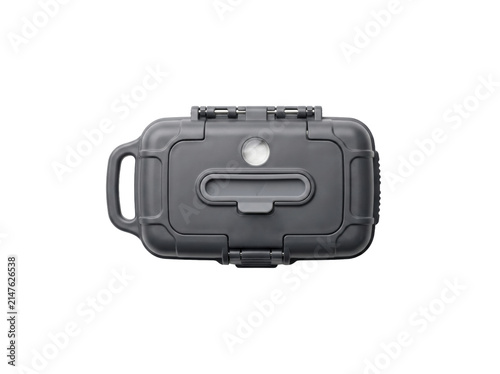 Hard shell protective case. Waterproof equipment box for travel and outdoor gear storage.