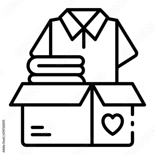 clothes donation icon. apparel box charity. secondhand giving drive