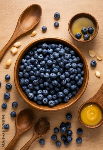 Fresh blueberries in a wood...