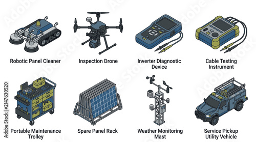 Collection of specialized equipment for industrial maintenance and inspection tasks.