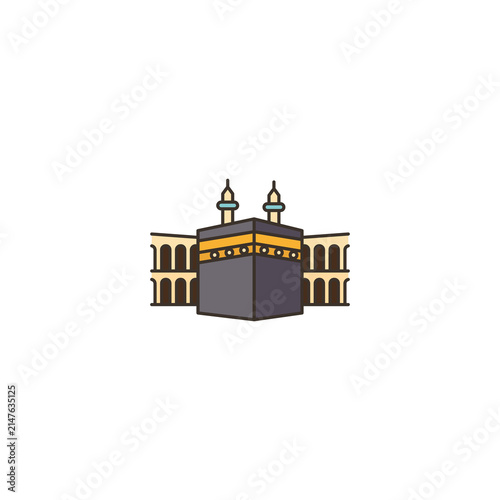 Bild auf Leinwand Holy Kaaba vector illustration isolated on white background for Hajj, Umrah, and