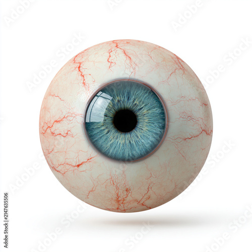 Realistic eyeball blue iris human eye 3d render closeup view floating realistic eyeball design
