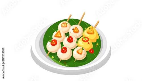Assorted colorful fruit slices on white plate.