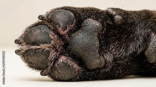 Close-Up View of a Dog Paw with Detailed Texture and Features