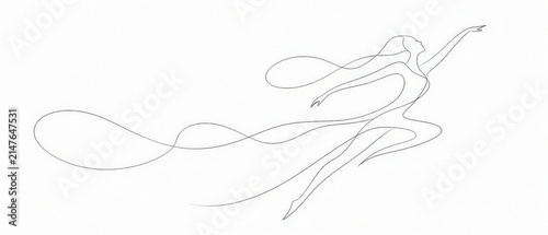 Elegant female dancer silhouette. Graceful woman performing a contemporary dance move.