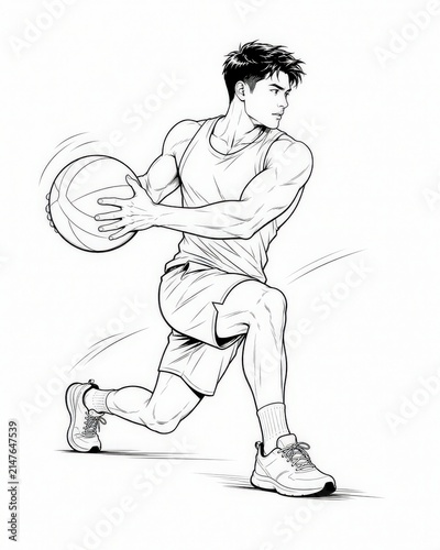 Man doing medicine ball lunges. Athlete performing core workout exercise illustration.
