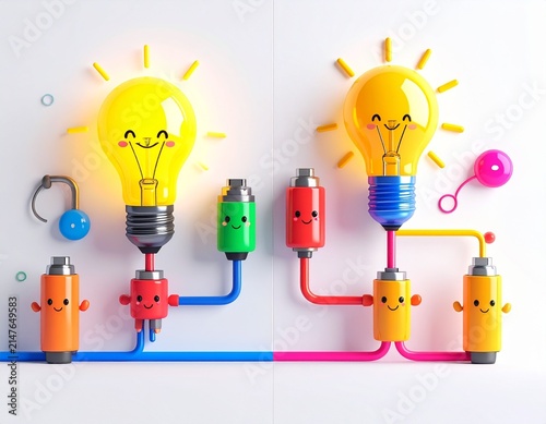 light bulb idea concept paraler and seri