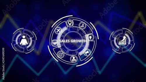 Sales growth, increase sales or business growth concept, Abstract business graph technology background with alpha channel, 4K vIdeos motion graphics.