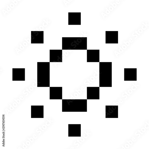 Pixel outline brightness decrease icon. Editable monochrome vector symbol for user interfaces, mobile apps, websites, signage and digital design.