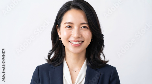 Photo, company employee, close-up, woman in formal attire smiling, at work,  
