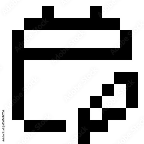 Pixel outline calendar feather icon. Editable monochrome vector symbol for user interfaces, mobile apps, websites, signage and digital design.