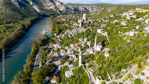 Bild auf Leinwand Pocitelj historical village in bosnia and herzegovina with neretva river