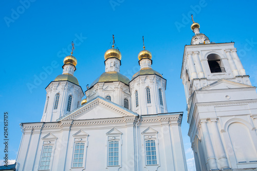 Arzamas city orthodox church on Greater Golden Ring of Russia route under blue sky