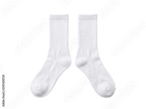 Pair of white ribbed cotton athletic socks